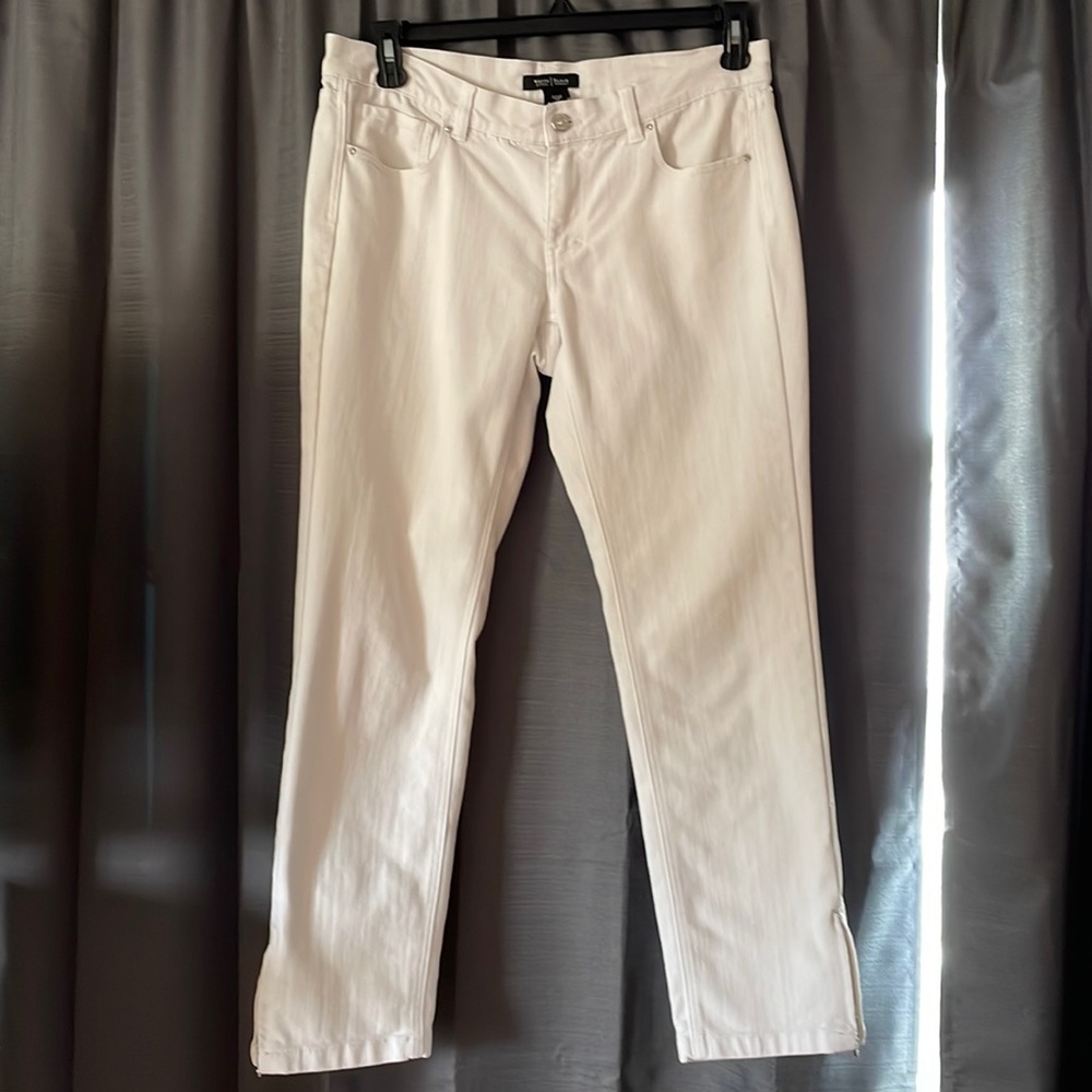 White House Black Market White Ankle Length Noir Jeans, Button and zip, sz 10